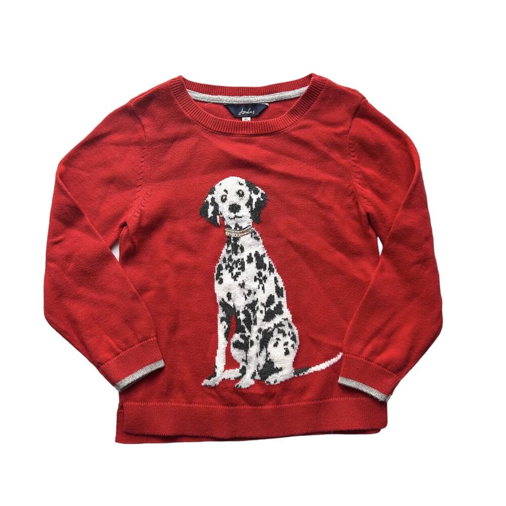 Joules Red Dalmatian Miranda Knit Pullover Sweater